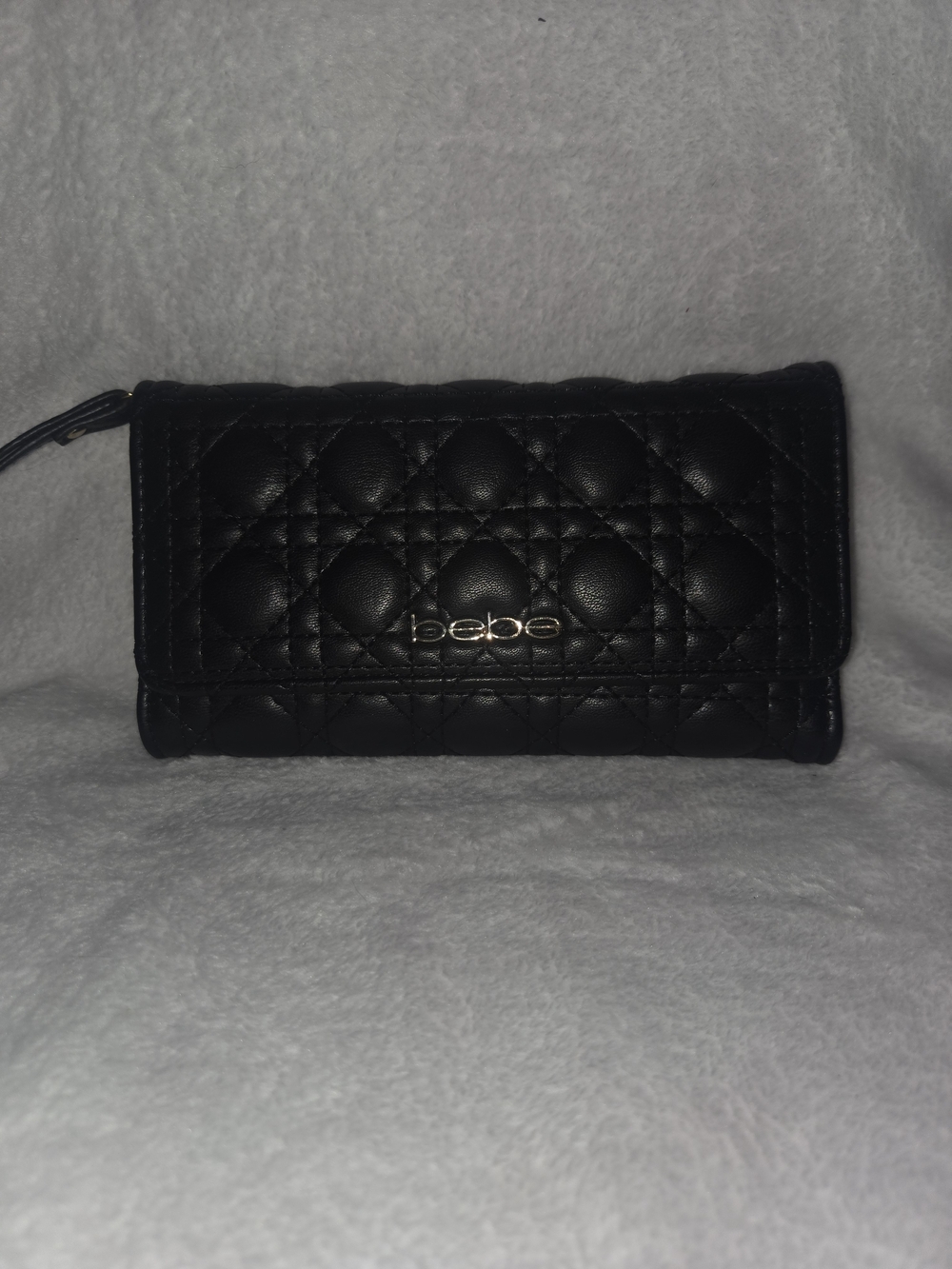 bebe Quilted Black Wallet Clutch